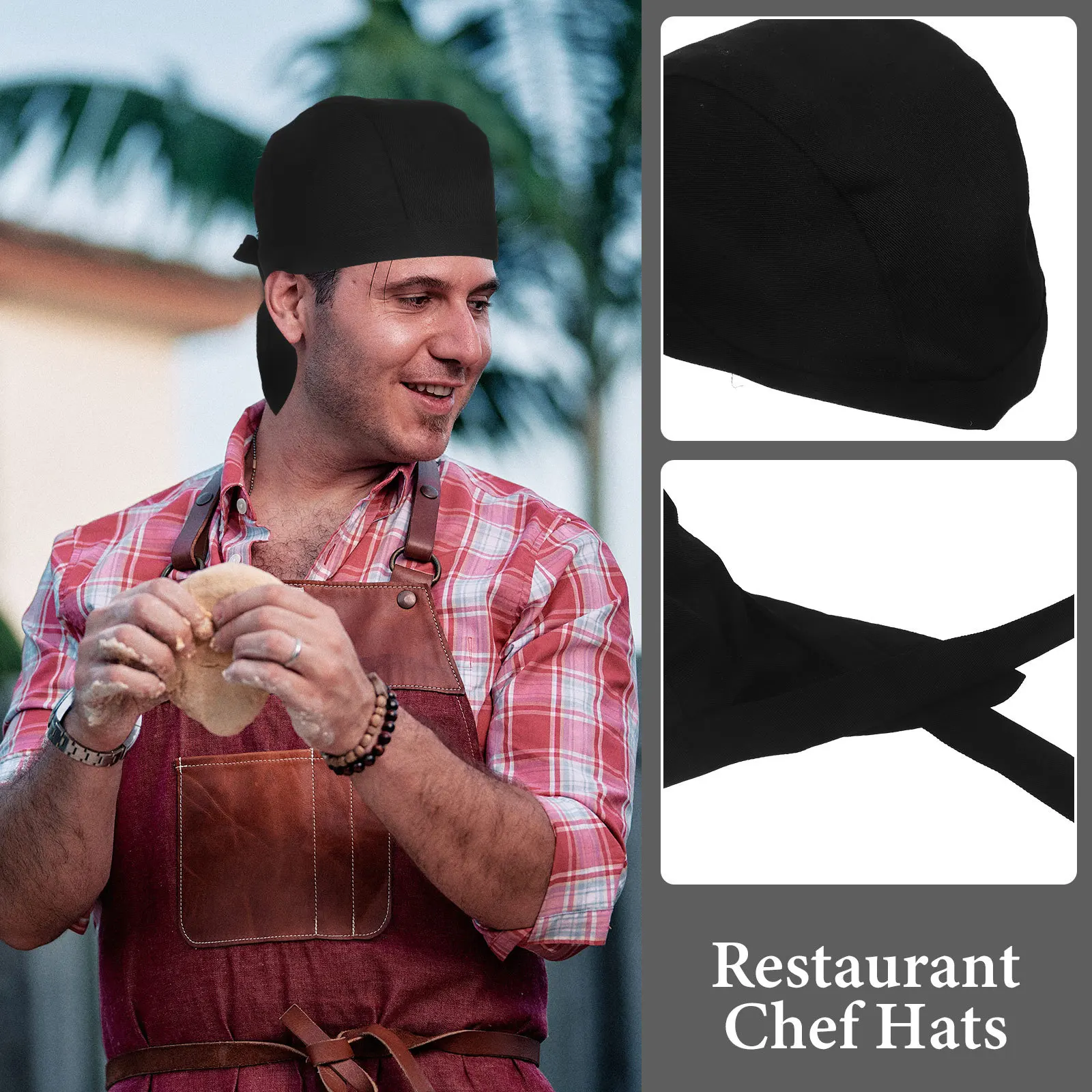 Gorros de Chef de tela de algodón para hombre y mujer, gorros de cocina, uniforme de restaurante, sombrero para camarero, personal de panadería, 6 uds.