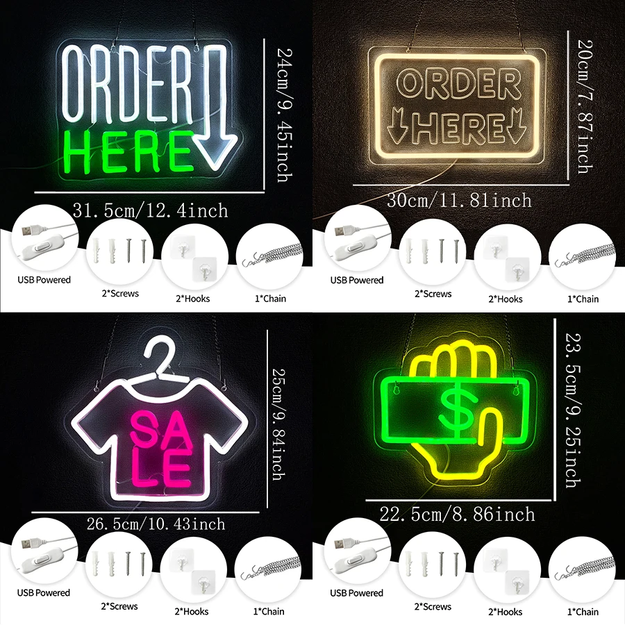 Order Here Neon Sign For Wall Decor,Led Neon Light For Supermarket Opening,Restaurant Open,Cashier Decor,Bar,Clothing Store