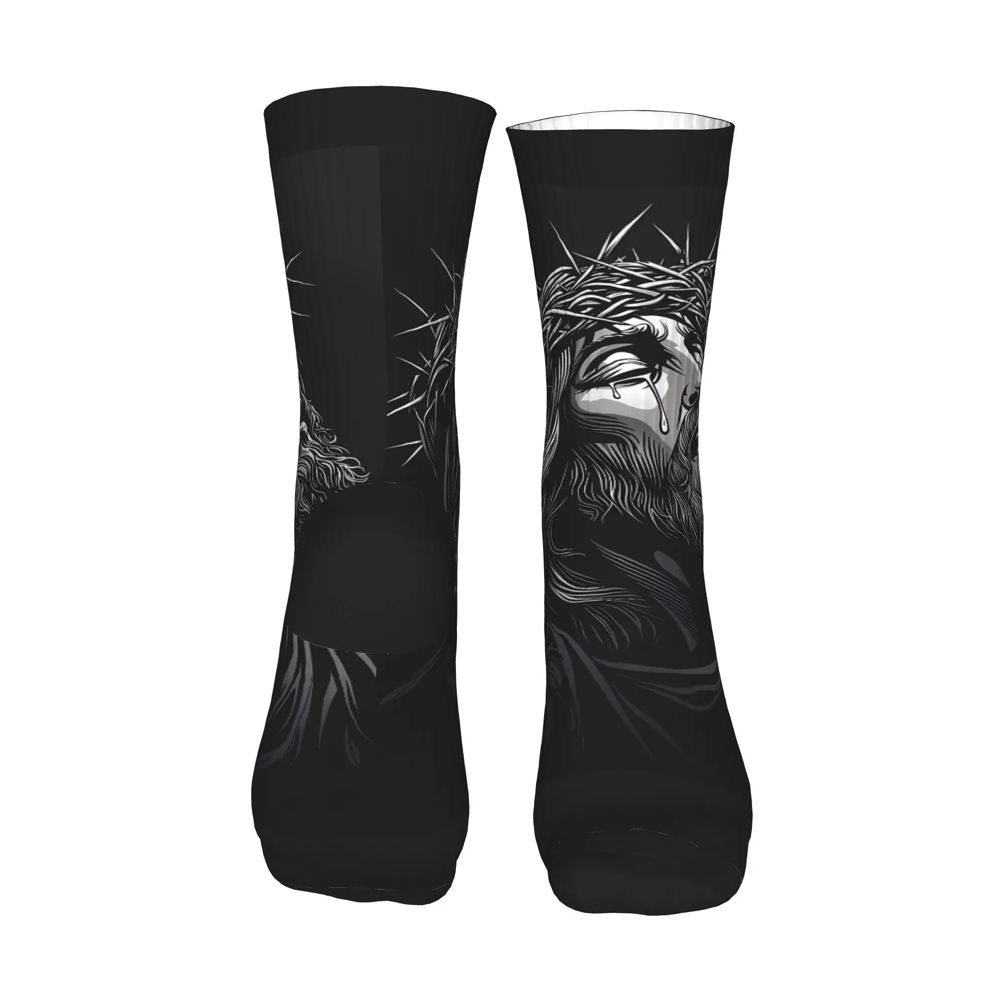 Носки с плакатом «Иисус Христос Корона шипов», повседневные чулки, удобные носки для пары, зимние антибактериальные носки с графическим рисунком