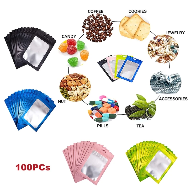 100 ks plochý fleret zamknout pytle koupat nasolený kosmetický brašna jeden strana průhledný mini hustý mylar resealable pytle pach bezpečný ziplock pro