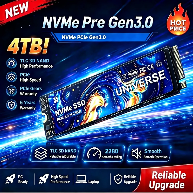 UNIVERSE SSD M.2 NVMe PCIe3.0 2280 TLC 3D NAND 500GB 1TB 2TB 4TB High Speed Solid State Disk for Desktop Laptop