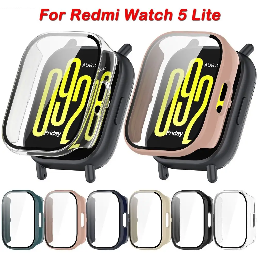 Full Coverage Protective Case For Redmi Watch 5 Lite PC+Tempered Screen Protector Anti-Scratch Cover Shell Watch Accessories