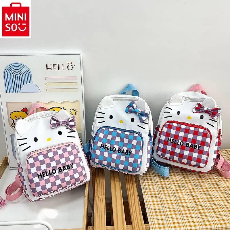 

MINISO 2024 New Cute Hello Kitty Backpack for Students, High Quality, Lightweight, Load Reducing Storage Backpack