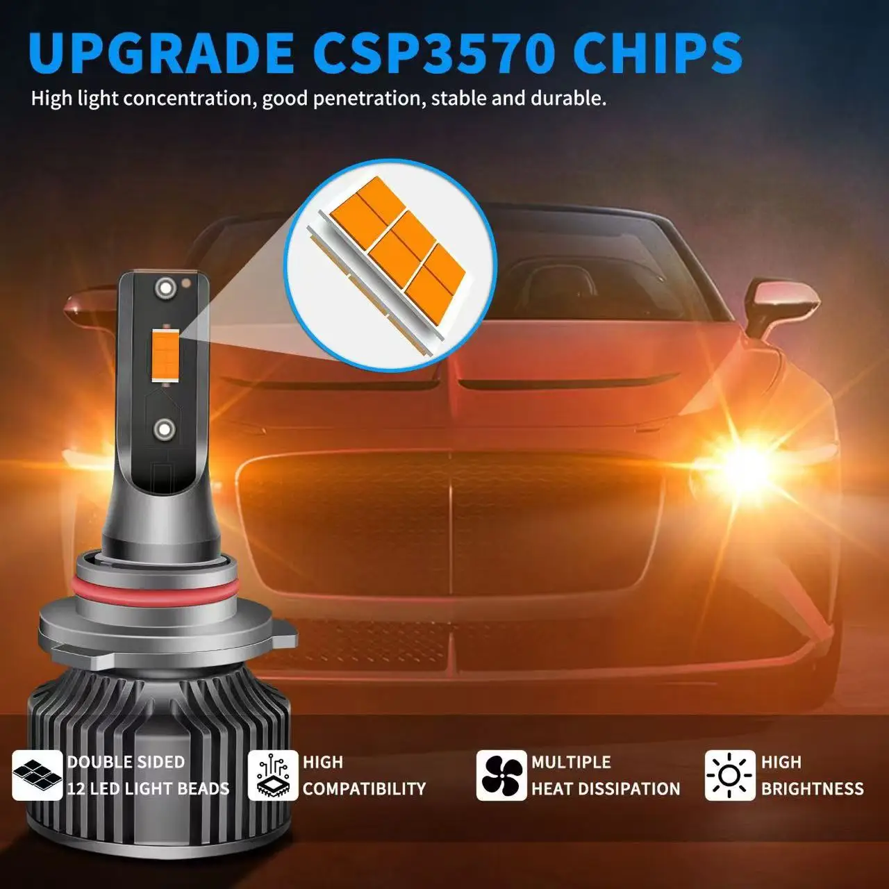 

10PCS H16 5202 LED Headlight Bulb 9007 9004 9008 H13 P13W PSX26W 880 881 H19 H1 H3 H18 H11 PSX24W Car Light 130W 12V 4300K 3000K