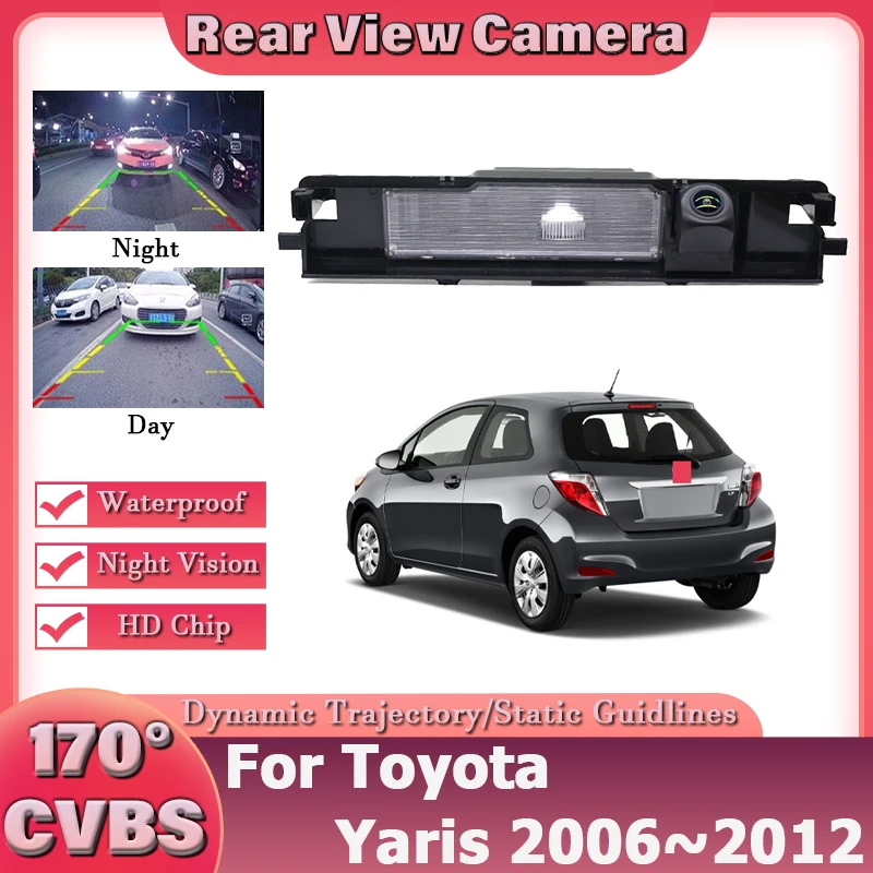 

170 ° Широкоугольный объектив «рыбий глаз» для Toyota Yaris 2006, 2007, 2008, 2009, 2010, 2011, 2012, HD, камера заднего вида с ночным видением, аксессуары
