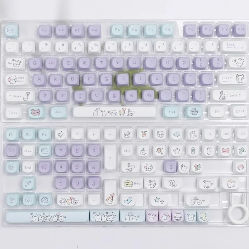 Kleine Konijnen Partij Keycaps 142 Key Pbt Sublimatie Moa Profiel Aangepaste Keycaps Gaming Mechanische Toetsenbord Accessoires Geschenken