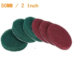 6PCS 2 Inch(50mm) Round Hook&Loop Industrial Scouring Pads Heavy Duty 240#/400#/ Nylon Polishing Pad for Kitchen Cleaning