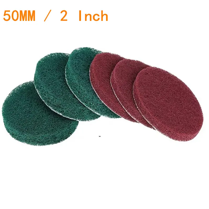 6PCS 2 Inch(50mm) Round Hook&Loop Industrial Scouring Pads Heavy Duty 240#/400#/ Nylon Polishing Pad for Kitchen Cleaning