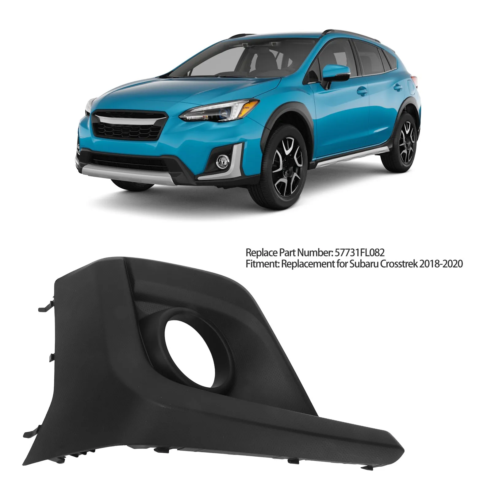 Black Right Front Fog Light Bezel Trim 57731FL082 Fog Lamp Cover Replacement for Subaru Crosstrek 2018‑2020 Exterior Parts