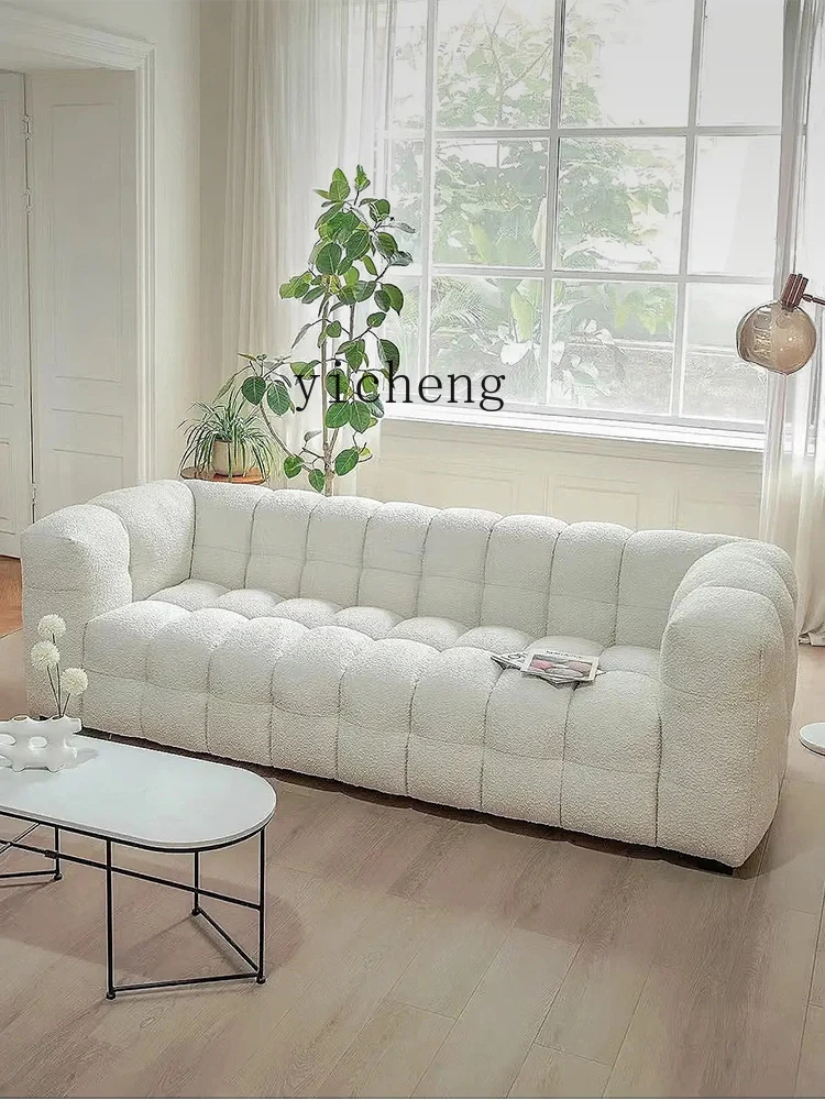 ZK Cream Style Fabric Cotton Candy Lambswool Small Apartment Internet Celebrity Modern Simple Cloud Silent Style Sofa