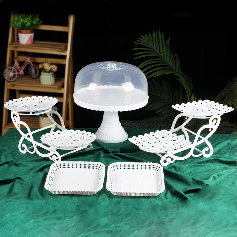 European Style Wedding Cake Stand Plastic Decoration Baking Display Stand Dessert Table Fruit Plate Creative Short Sleeve T-S...