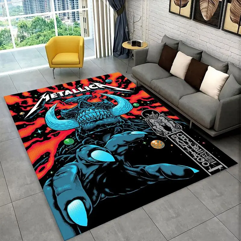 Metal Band M-Metallica Thrash Cartoon Non-Slip Area Rug for Living Room,Bedroom,Playroom,Soft Carpet Floor Mat Home Decor Rug