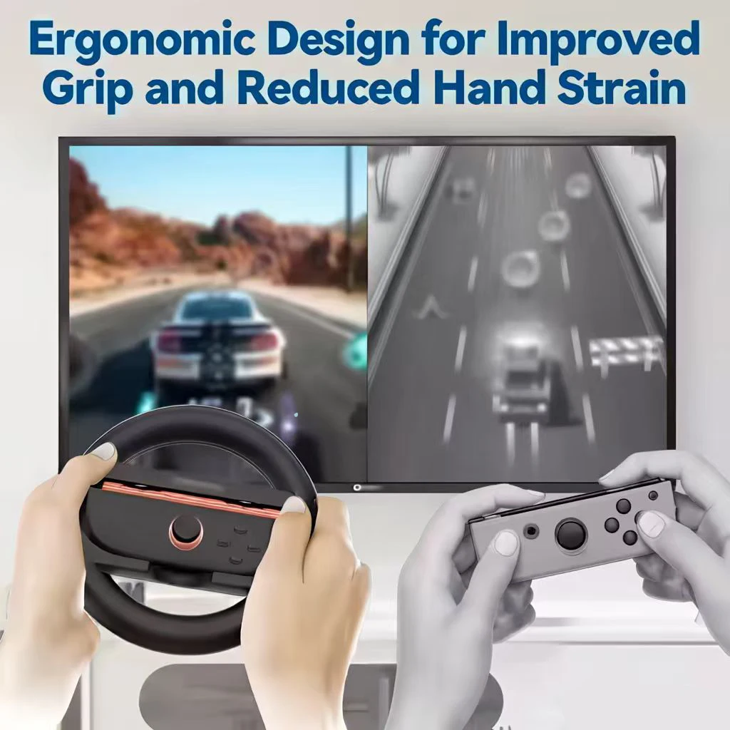 2PCS Gaming Racing Steering Wheel Grip For Nintendo Switch Joycon Controller Plug-And-Play Grip Racing Wheels Game Accessories view 4