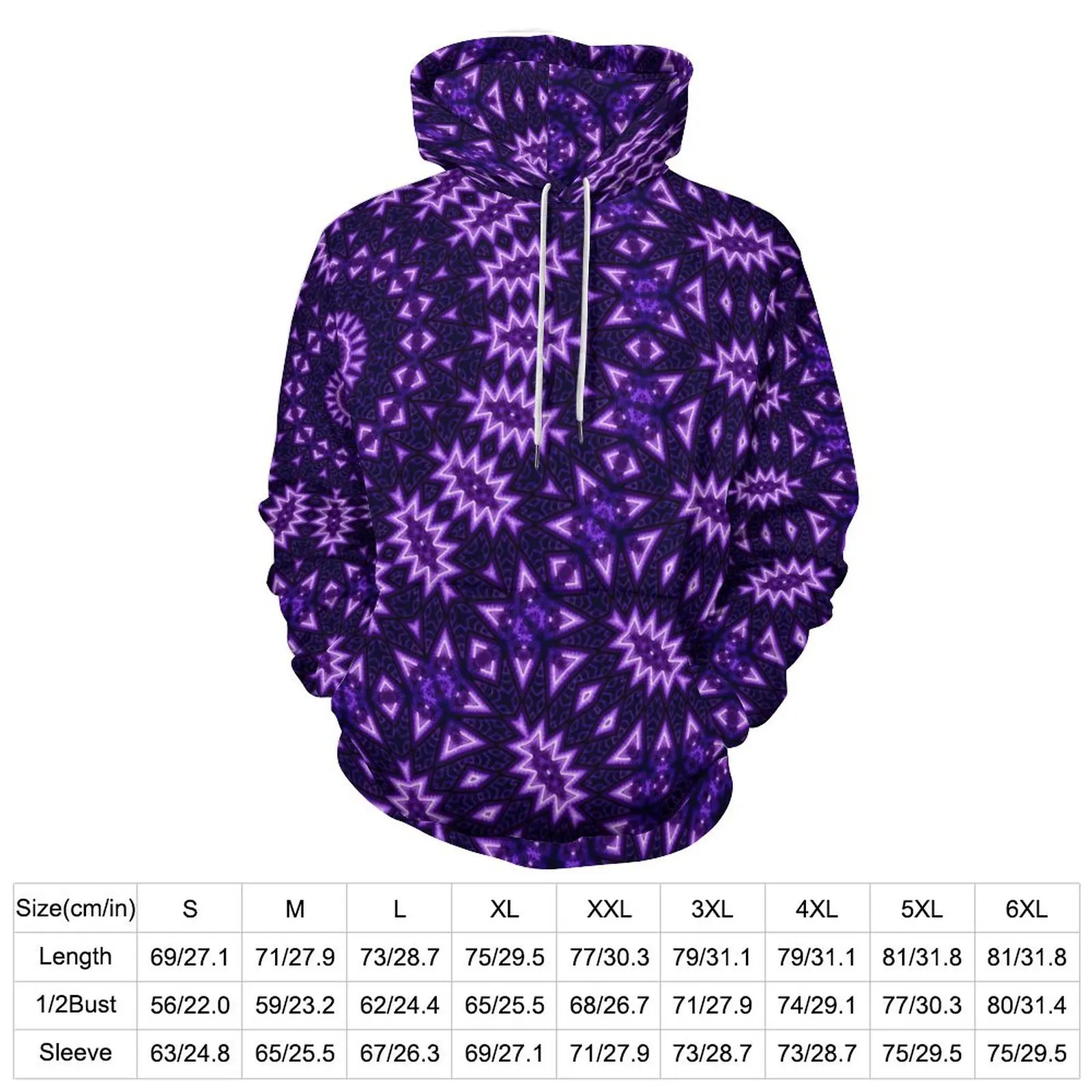 Neon Mandala Loose Hoodies Geometric Flower Funny Pullover Hoodie Male Long Sleeve Oversized Streetwear Pattern Top