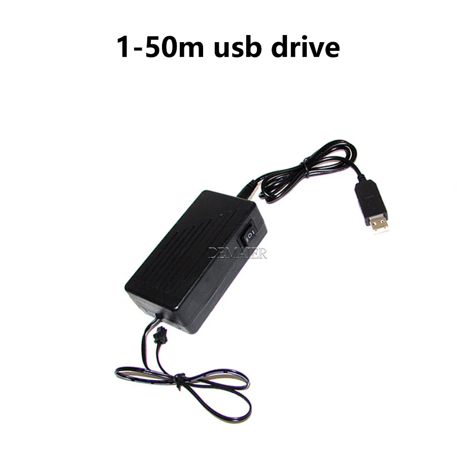 DC 12V USB  3V AA Battery 5V USB  Power Supply Adapter Driver Controller Inverter For 1-220M El Wire Electroluminescent Light