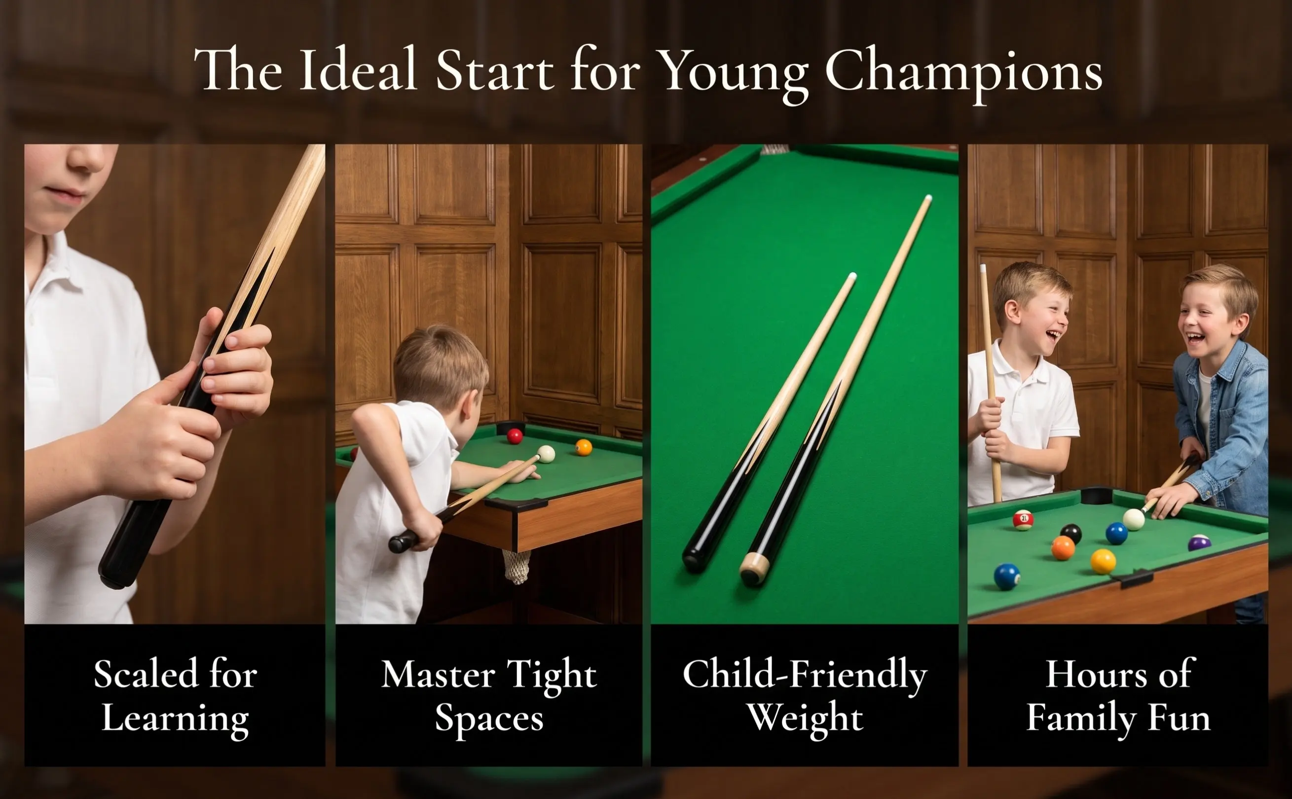 Wooden Mini Pool Cue Stick Kids Short Billiard Cue Lightweight Easy Grip Portable Compact for Room Travel Practice