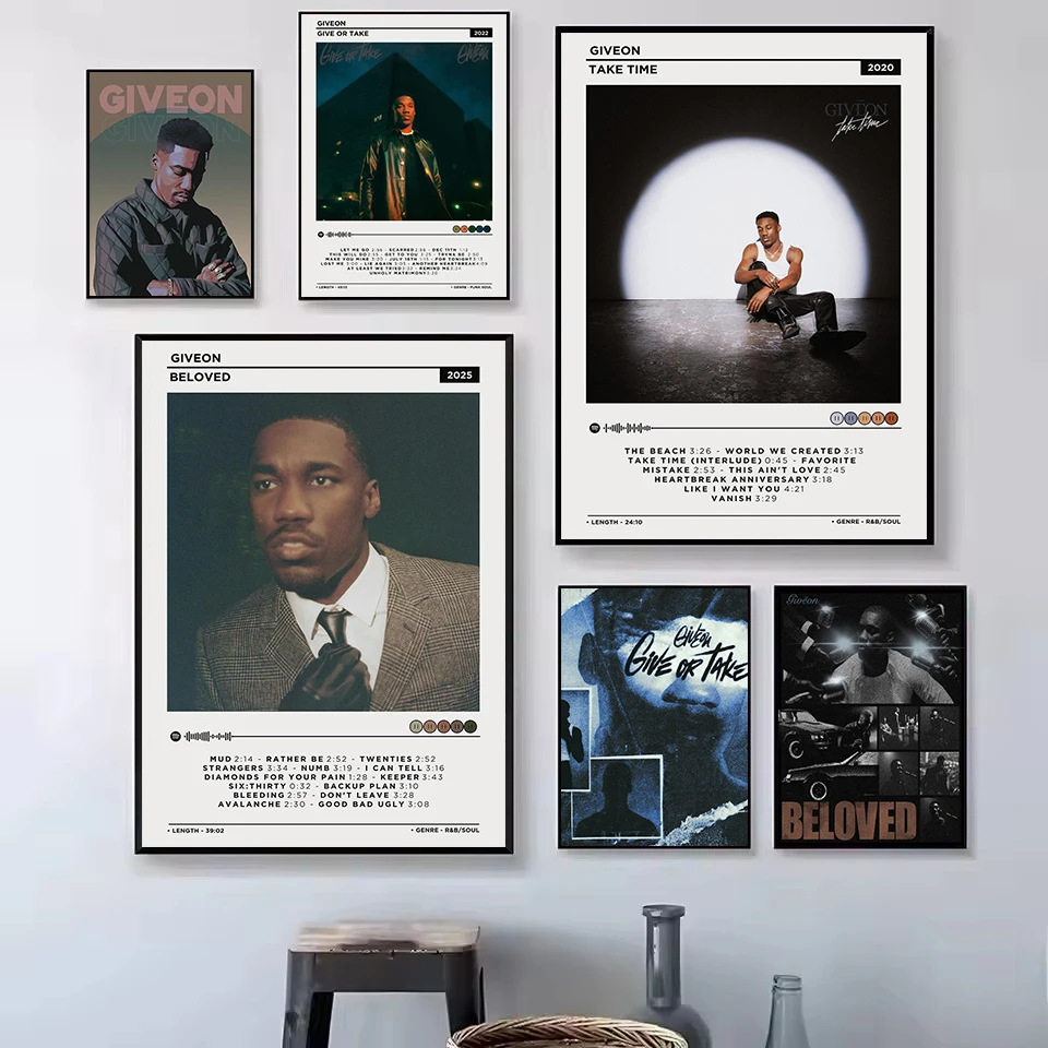 R&B Singer Giveon 2025 New Beloved Classic Music Album Tracklist Poster Printed Canvas Painting Wall Art Picture Home Decor