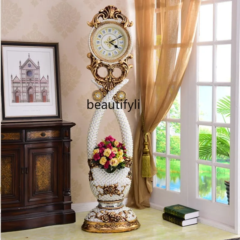 Fashion Antique the Grandfather Clock Living Room European Style Quartz Clock Chinese Luxury Large Pendulum Clock Floor