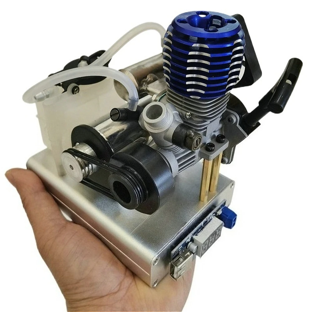 15 Level Metal Methanol Engine Model 12V Miniature Hand Operated Starter Generator Cooling Fan Modified Engine Model Set
