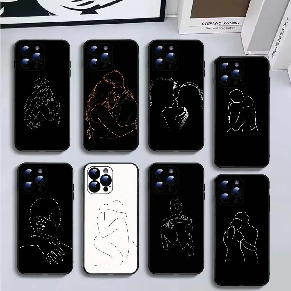 

Sexy Line Art Rose Lover Phone Case For iPhone16,15,14,13,12,11 Plus,Pro Max,XS,X,XR,SE,Mini,8,7,Soft Black Cover