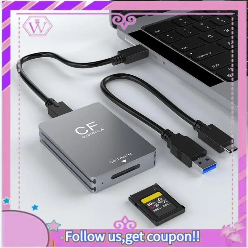 ABSL-Cfexpress Type A Card Reader Silver-Gray Aluminium Alloy USB 3.2 10Gbps Cfexpress Reader With USB C To USB C/USB A Cable