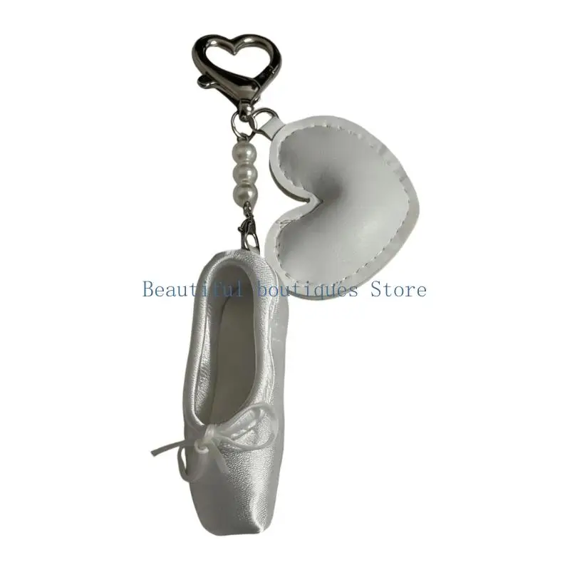 U4LF Adorable Ballet Pump Keychain Leather And Cloth Charm Keyring For Women Girls
