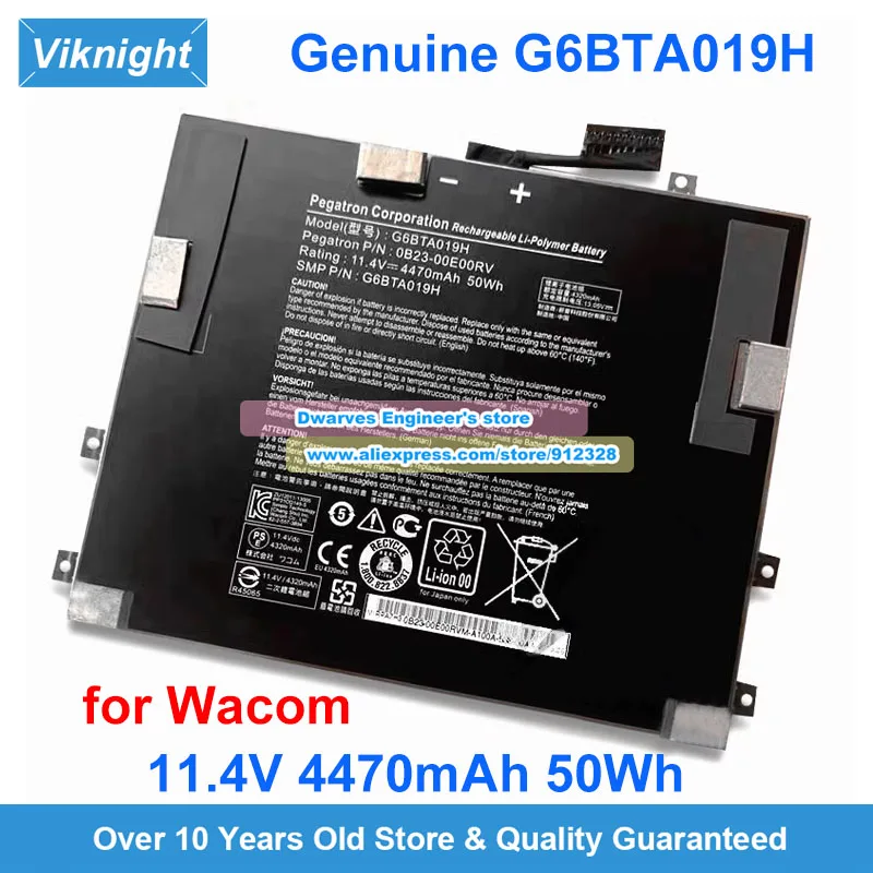 

Genuine 11.4V 4470mAh 50Wh Battery G6BTA019H 0B23-00E00RV Charge For WACOM Cintiq Companion 2 DTH-W1310 Laptop Battery