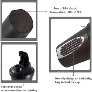 400 ml Edelstahlkugel Agitating Flasche, Plastikprotein -Shakes ohne BPA -Lecks für Pulvertraining, Fitnessstudio, Sport 10 Hauptverkaufskuhflasche - №3