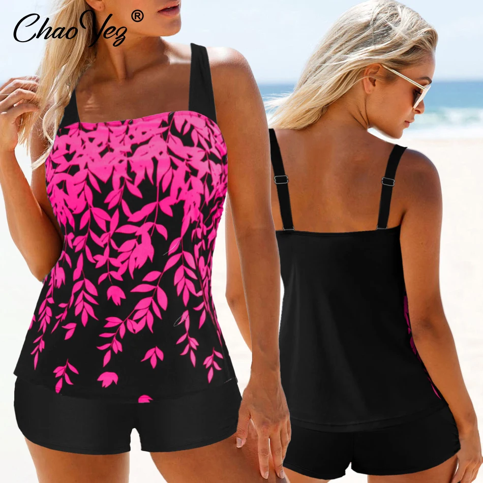 Conjunto de biquíni feminino estampado em 3D, maiô feminino de verão, maiô sexy, conjunto de duas peças maiô, solto tankini praia, novo, 2022