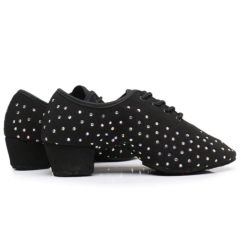 Zapatos de baile de Salsa negros para hombre y mujer, zapatillas de lona Flash estándar para salón de baile, Tango, latino, profesional, para profesores, zapatillas de Jazz