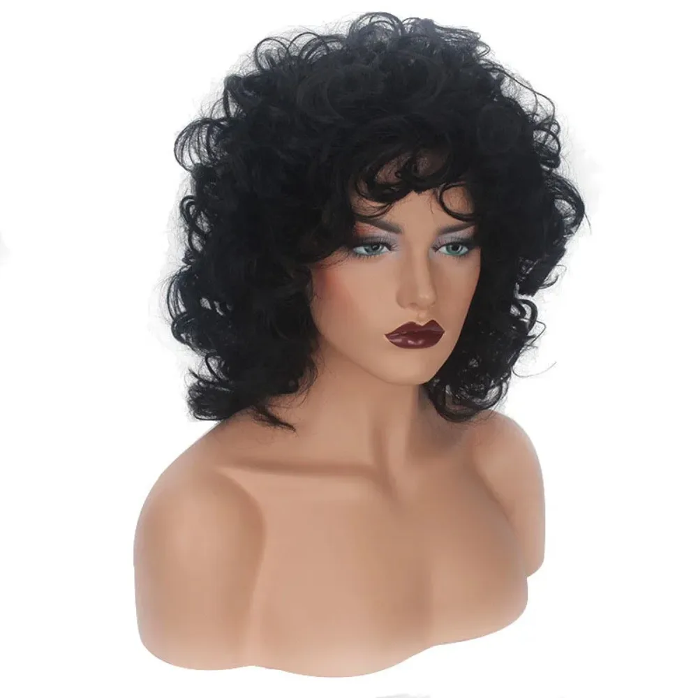 Synthetic Curly Wig Natural Kinky Afro Style Heat Resistant Fiber Wig for Women Glueless Daily Party Use