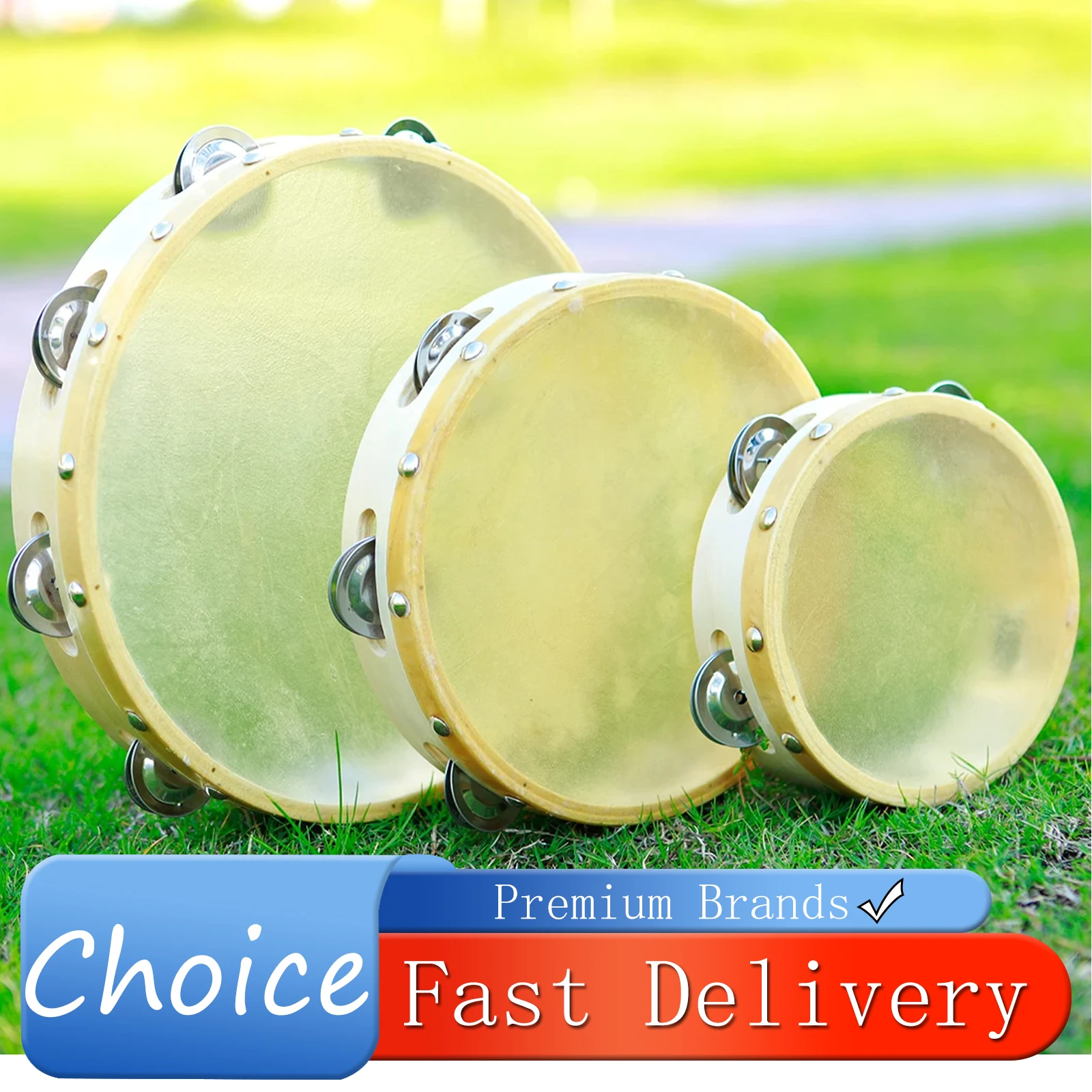 IRIN Drums Bubble Nail Cowhide Tambourine Three Sets Cowhide Tambourine Stimulate Interest Orff Instruments Musical Drums