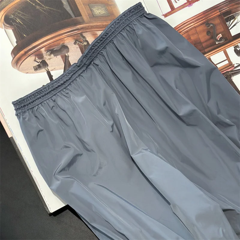 レディースパンツ　新作　伸縮性ウエスト　スリムフィット　ストレートレッグパンツ　2025年秋　ハイウエスト　ランタンパンツ　Y2K　バンドルフットパンツ