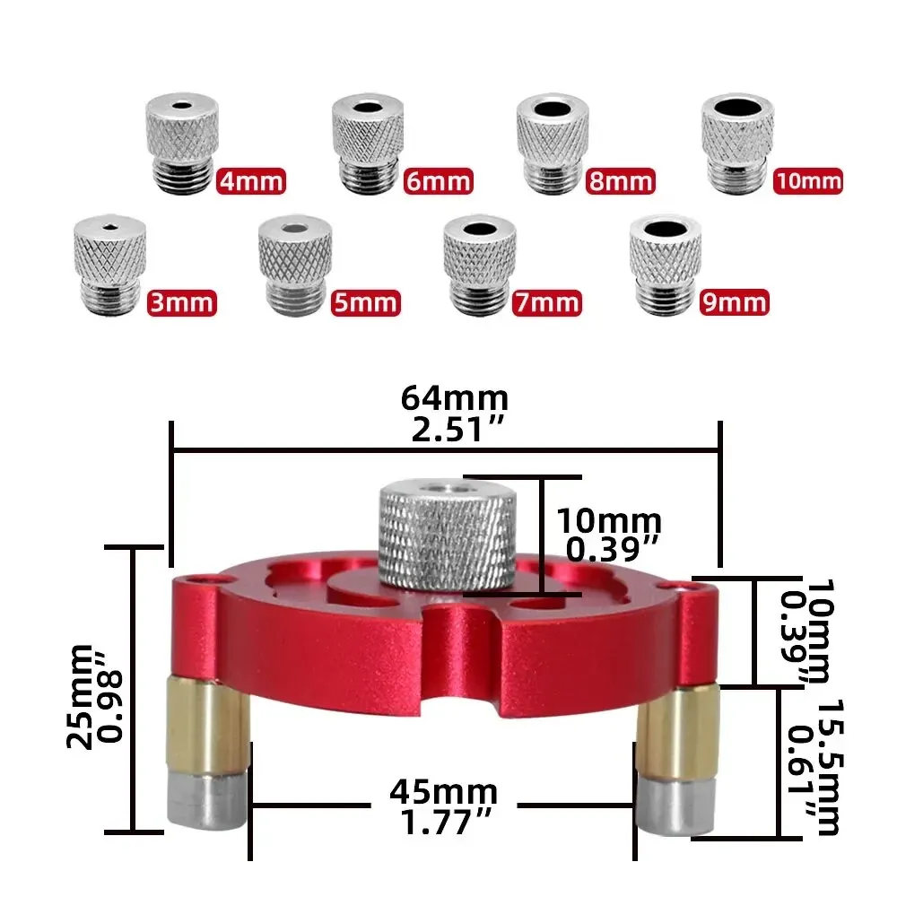 Fast-splicing Dowel Jig Kit W/3-10mm Metal Bushing Aluminum Self-Centering Vertical Hole Jig Drill Guide Locator for Woodworking