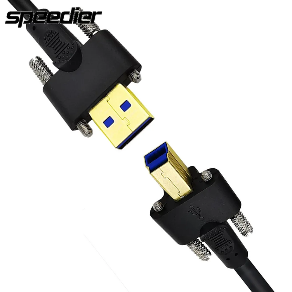 

USB 3.0 Type A Male к B Male Кабель для передачи данных принтера с двойной винтовой блокировкой M3 для док-станции, внешние жесткие драйверы, сканер