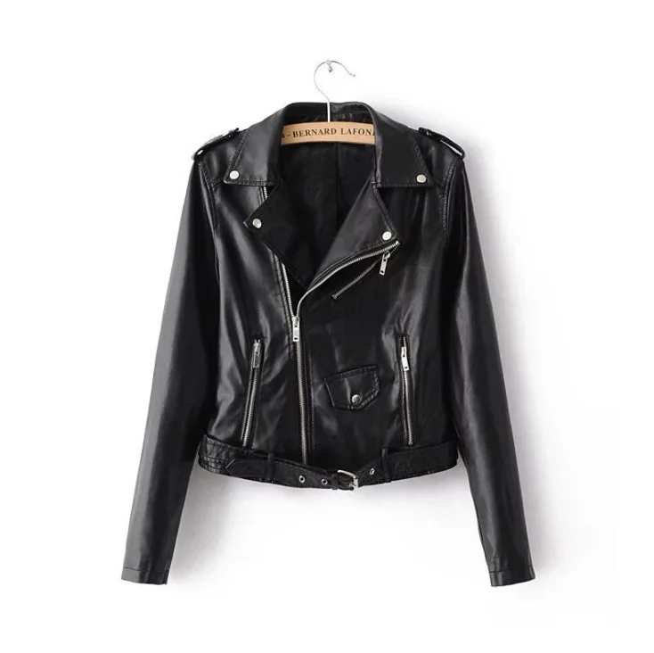 Women Faux Leather Jackets Solid Turn Down Collar Full Sleeve Short Coats Zipper Spliced Streetwear Casual Jacket Autumn 2026