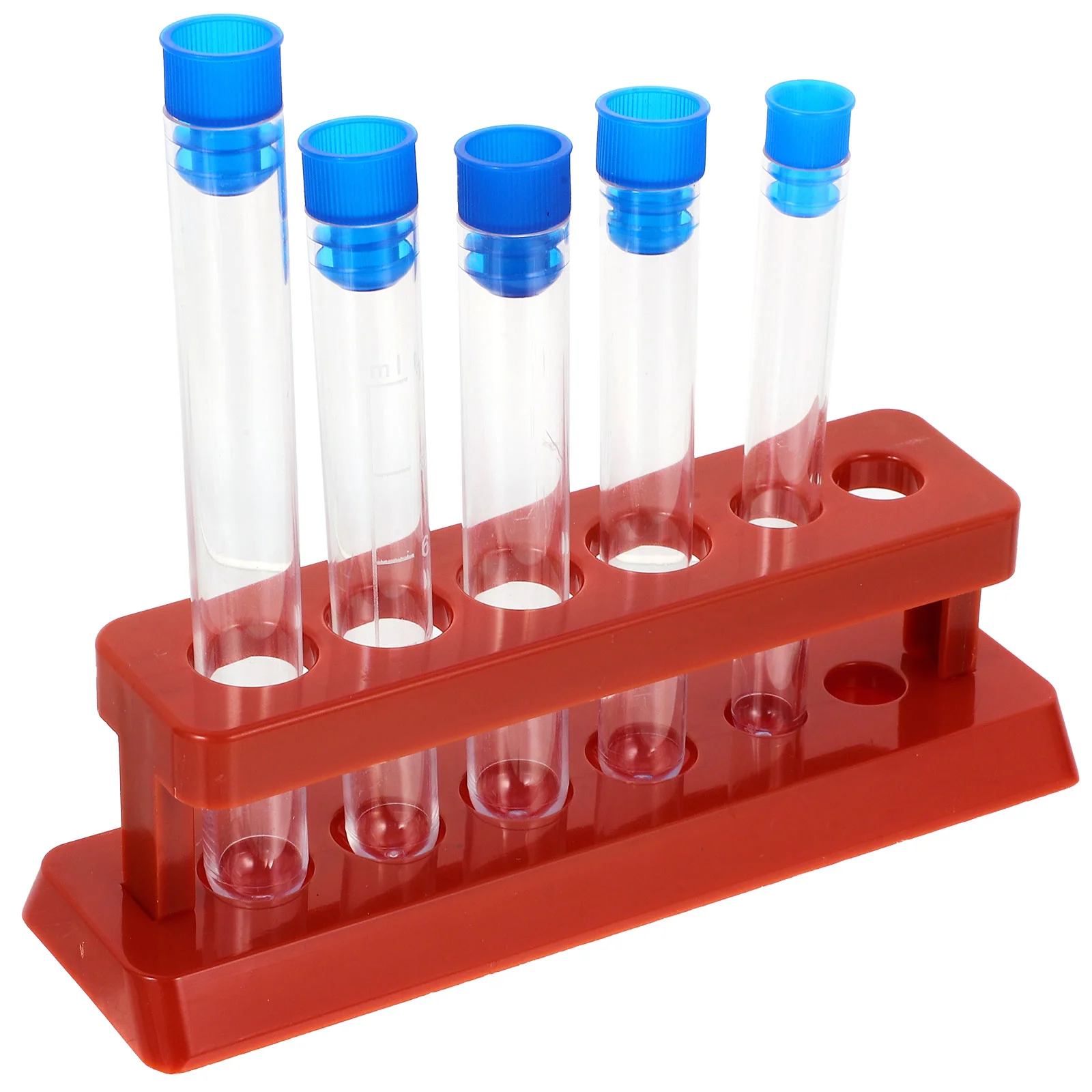 

5Pcs Clear Plastic Test Tubes Liquids Container Tubes with 6 Holes Tube Rack for Scientific Experiment