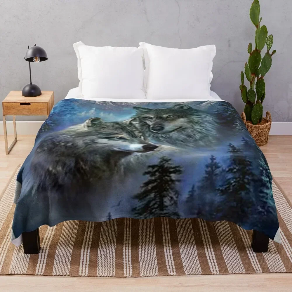 

wolves of the wild west Throw Blanket Warm Plush Fuzzy Blanket for Living Room