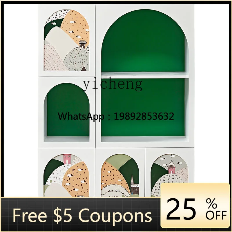AB   Style Cartoon Painted Arch Children's Room Showcase Cave Cabinet Display Cabinet Bookcase
