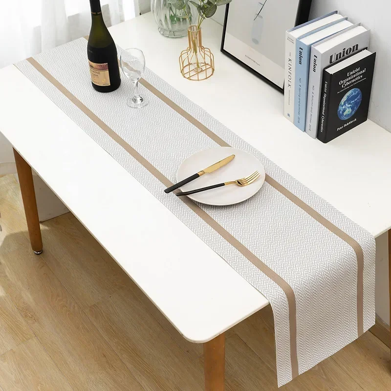Waterproof PVC Table Mat for Hotels, Heat Insulation Table Mat, Napkin Silk Dining Mat, Table Runner, 1 P, 12 'X 71'( 30x180cm)