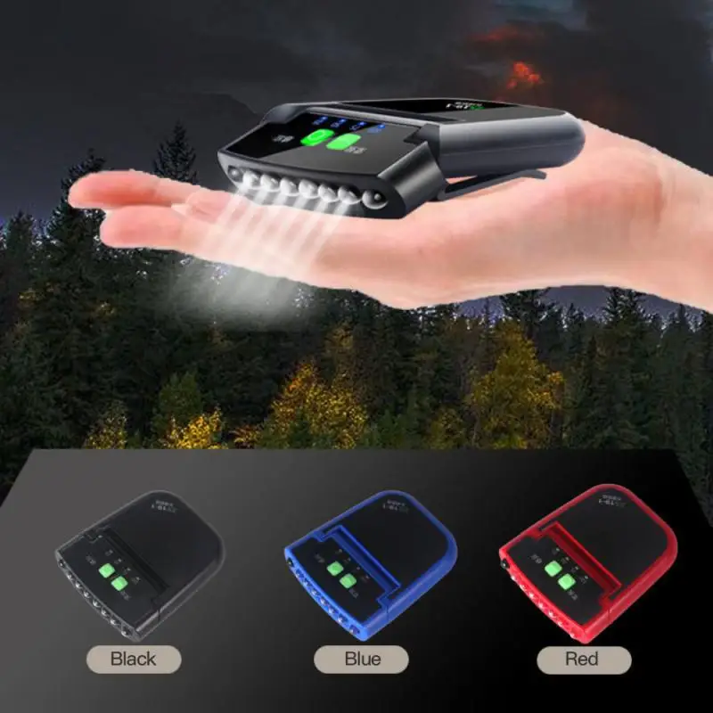 6 Led Cap Light USB Rechargeable Sensor Hat Clip Headlamp Waterproof Flashlight Head Clip Light Fishing Headlights Glare Light