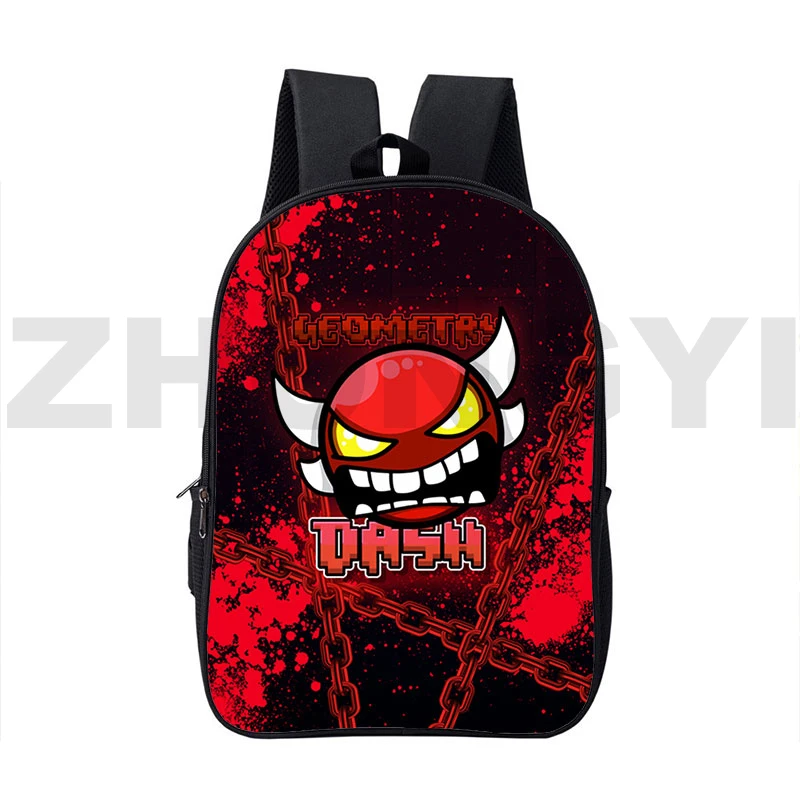 

Funny Game Mochila 3D Print 16 Inch Anime Geometry Dash Backpacks for School Teenagers Angry Geometry Dash Bag Daily Pack Kids