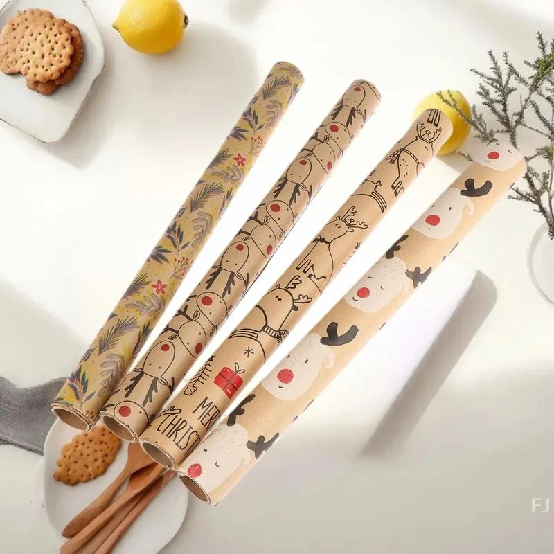 

Kawaii Reindeer Designed Christmas Gift Wrap Kraft Paper; Perfect for Handmade Presents