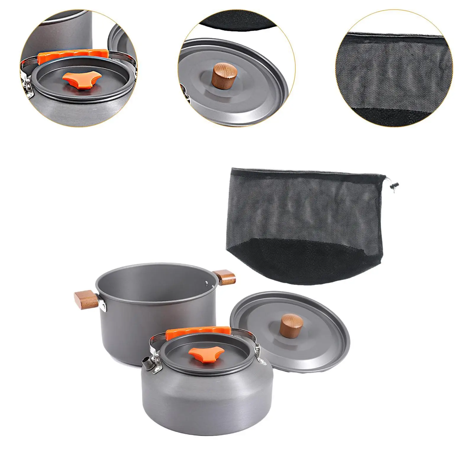 Kit de utensilios de cocina para acampar, olla de sopa portátil para actividades al aire libre, senderismo, pesca