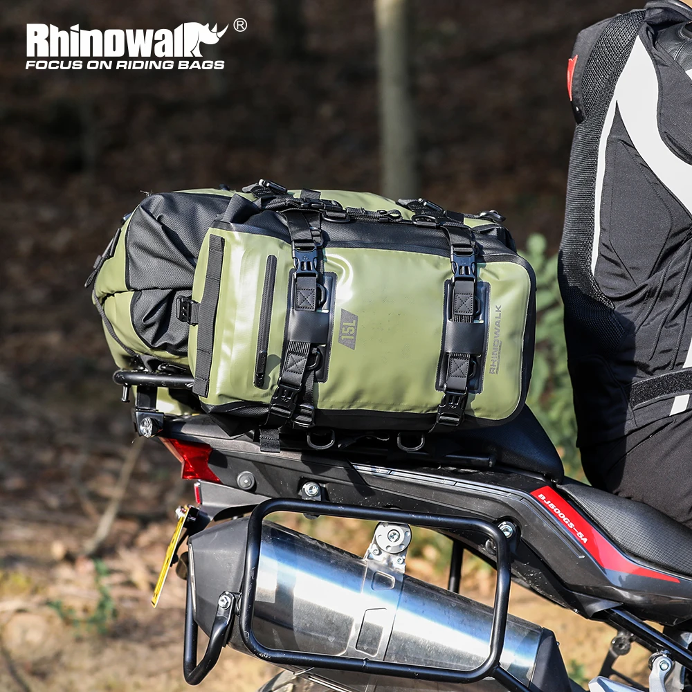 

Rhinowalk Motorcycle Back Seat Bag Waterproof 8/15/30L Tail Storage Luggage Pannier Saddle Bumper Bag motorcycle Accessories