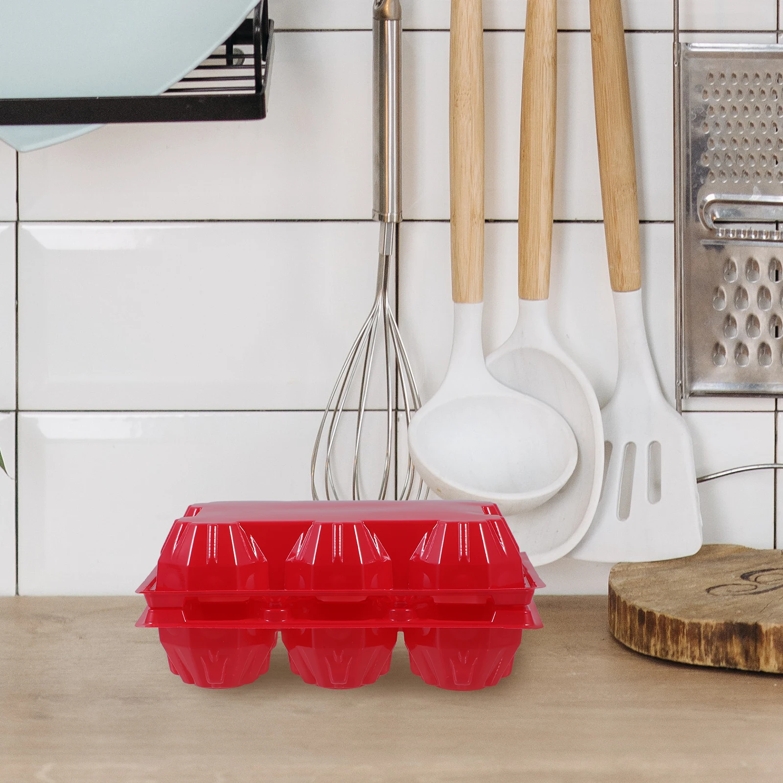 

10 Pcs Egg Carton Red With Lid For Storage Packing Plastic Tray Container Hollow Slot Saving Space Fridge Lightweight Portable