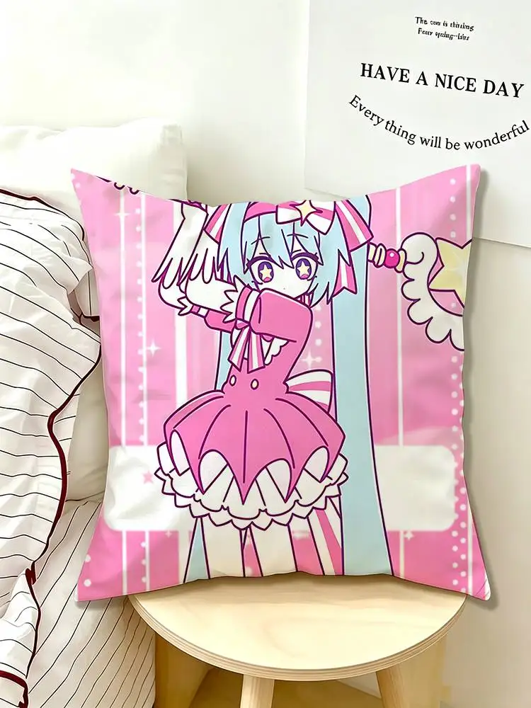 Retry NOW Cute M-Miku  Pillow Case Pattern Printed Pillowcase For Living Room Sofa Cushion Cover