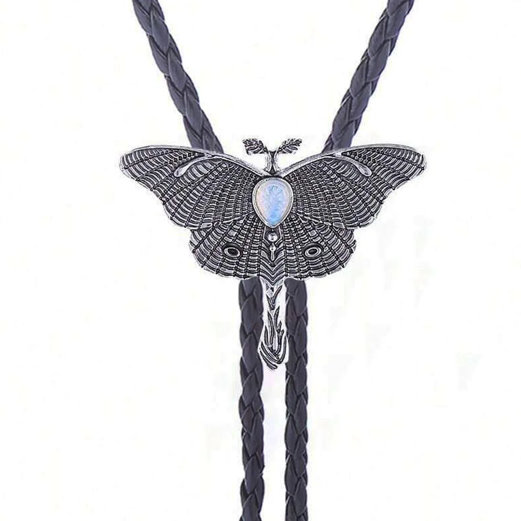 Fashionable and Creative Ghosty-Faced Moth Opal bolo Tie