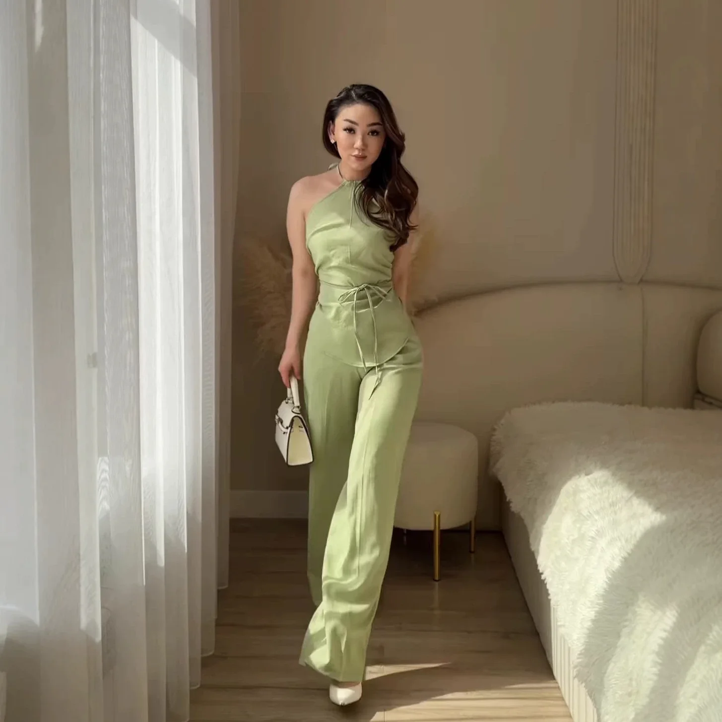 

2026 Autumn New Sexy Simple Elegant Sleeveless Comfortable Long Pants Mature Style Suit Abaya Ramadan Dubai Luxury Islam Elegant