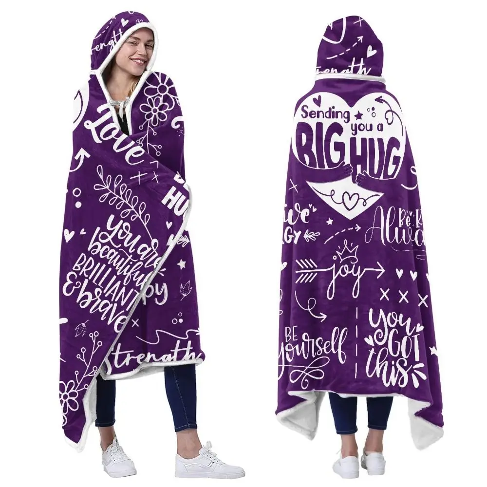 

Big Hugs Wearable Blanket Hoodie Double-layer Flannel Air Conditioning Blanket Sherpa Fleece Thicken Nap Blanket Birthday Gifts